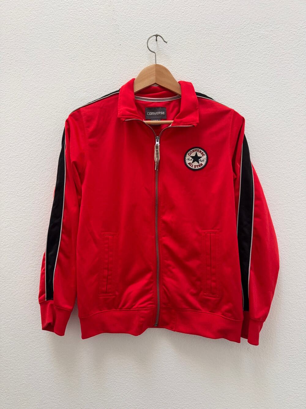 Converse All Star Boys Track Jacket Red Full Zip Logo Patch Size L (12-13 Yrs)